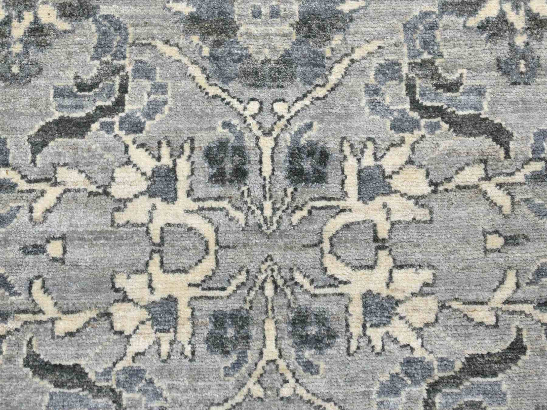 2'5" x 11'7" New Hand Knotted Grey Wool Runner Oriental Rug - MOA10251455