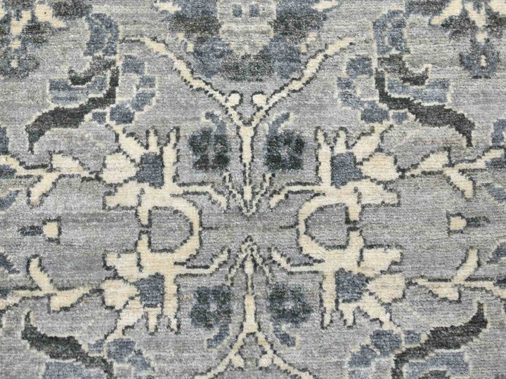 2'5" x 11'7" New Hand Knotted Grey Wool Runner Oriental Rug - MOA10251455
