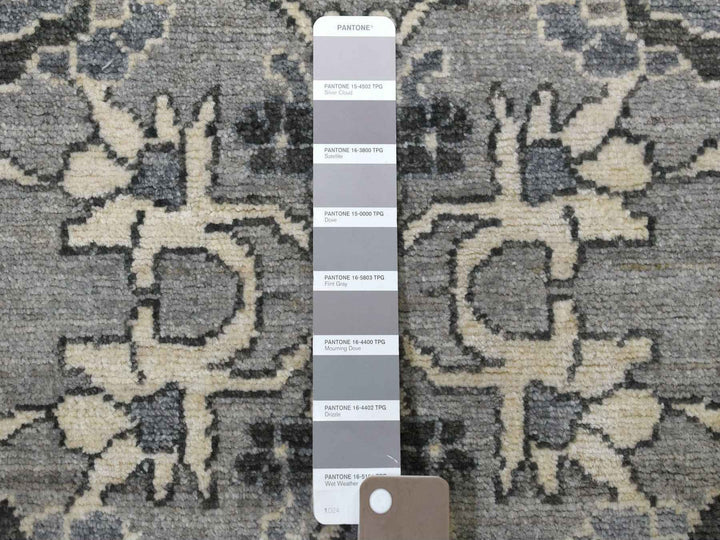 2'5" x 11'7" New Hand Knotted Grey Wool Runner Oriental Rug - MOA10251455