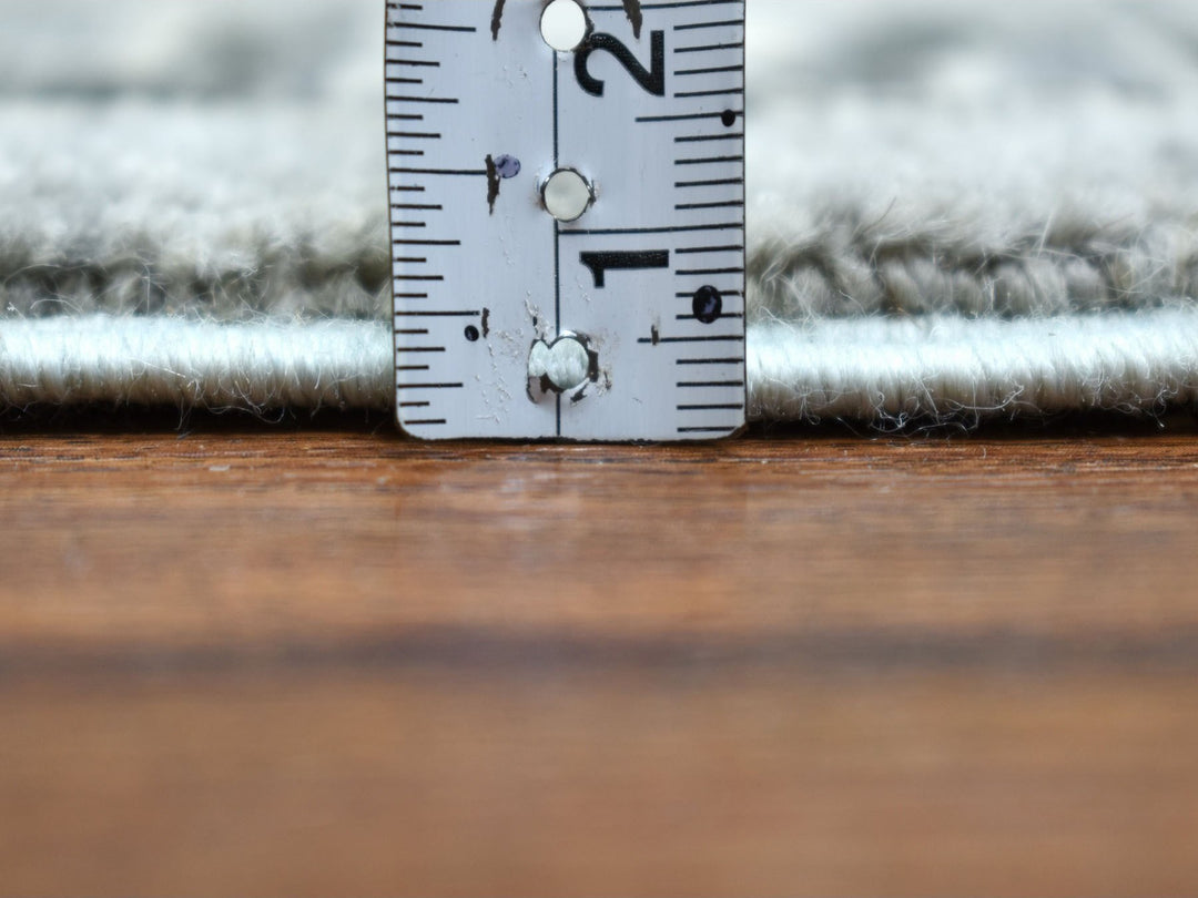 2'5" x 11'7" New Hand Knotted Grey Wool Runner Oriental Rug - MOA10251455