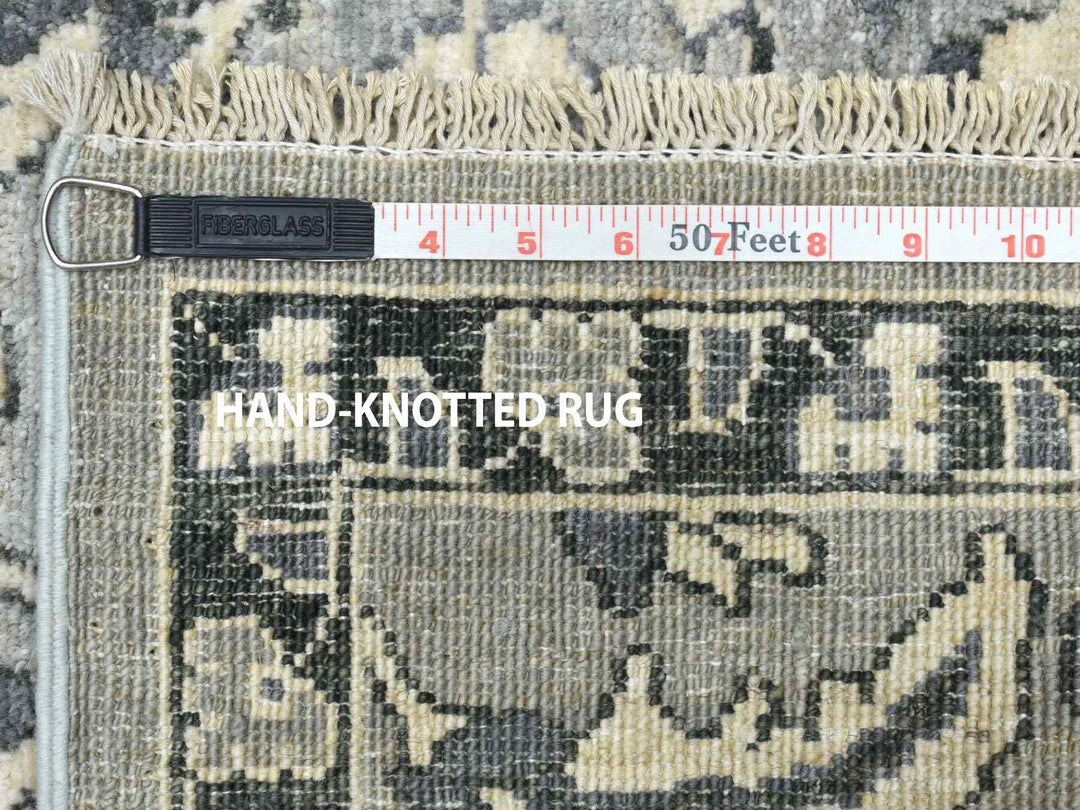 2'5" x 11'7" New Hand Knotted Grey Wool Runner Oriental Rug - MOA10251455