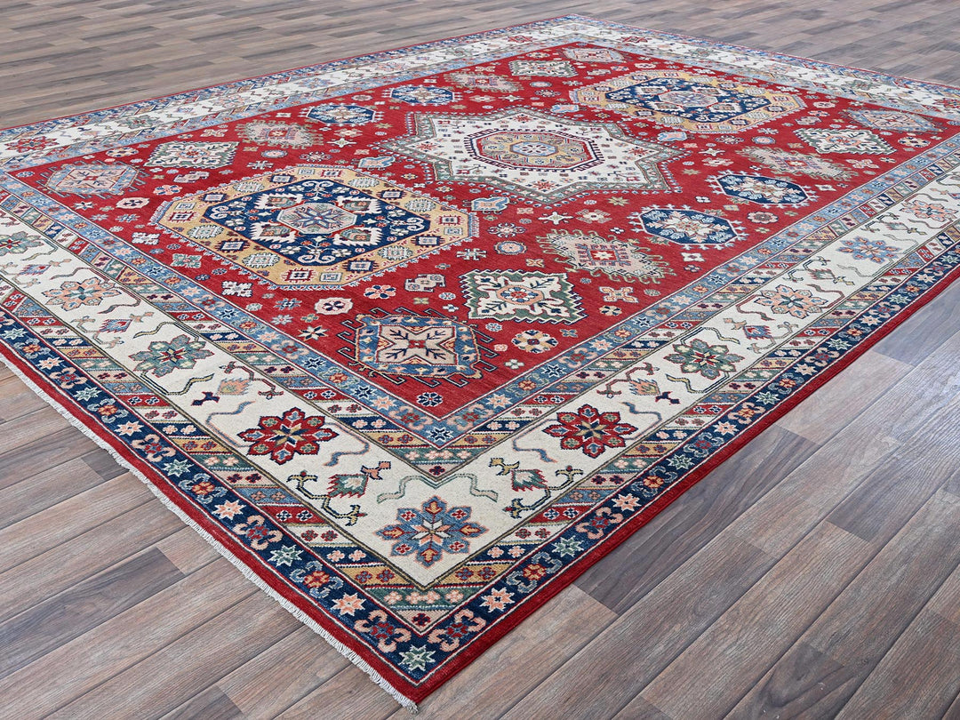 9'0" x 11'11" New Hand Knotted Red Wool Rectangle Oriental Rug - MOA102515