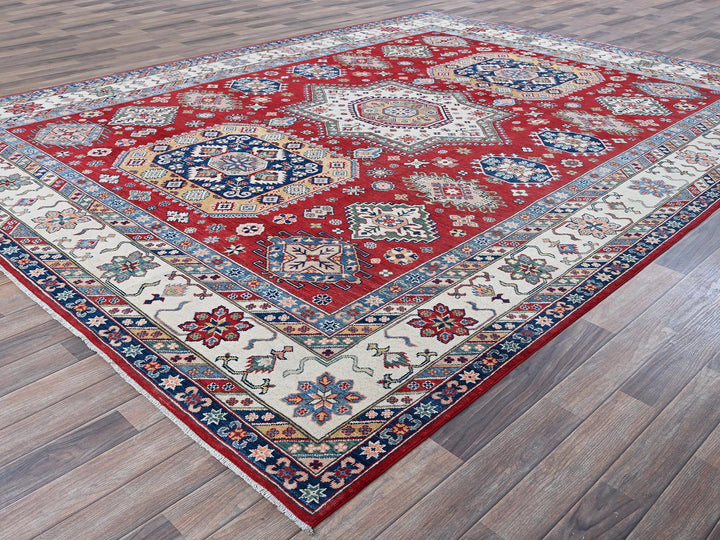 9'0" x 11'11" New Hand Knotted Red Wool Rectangle Oriental Rug - MOA102515
