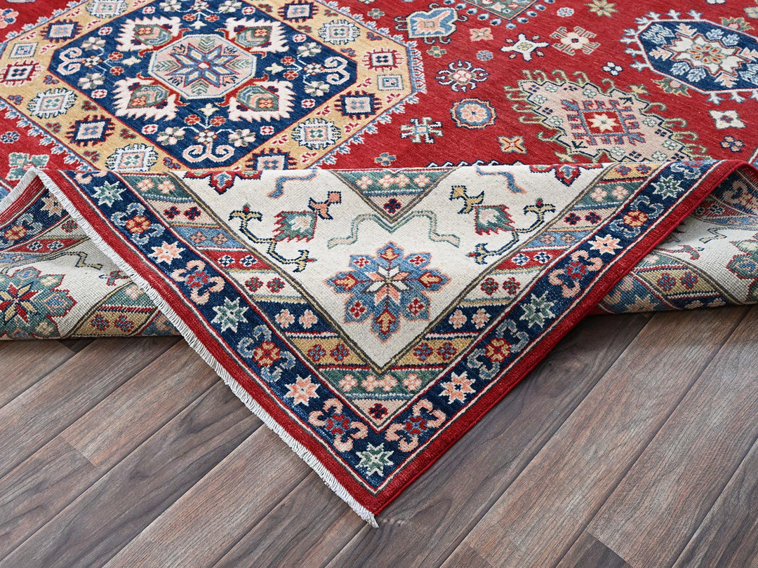 9'0" x 11'11" New Hand Knotted Red Wool Rectangle Oriental Rug - MOA102515