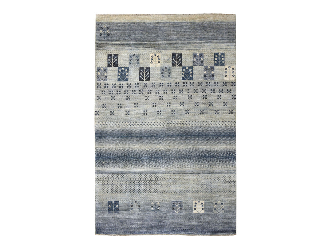 5'10" x 8'6" New Hand Knotted Blue Wool Rectangle Oriental Rug - MOA10251656