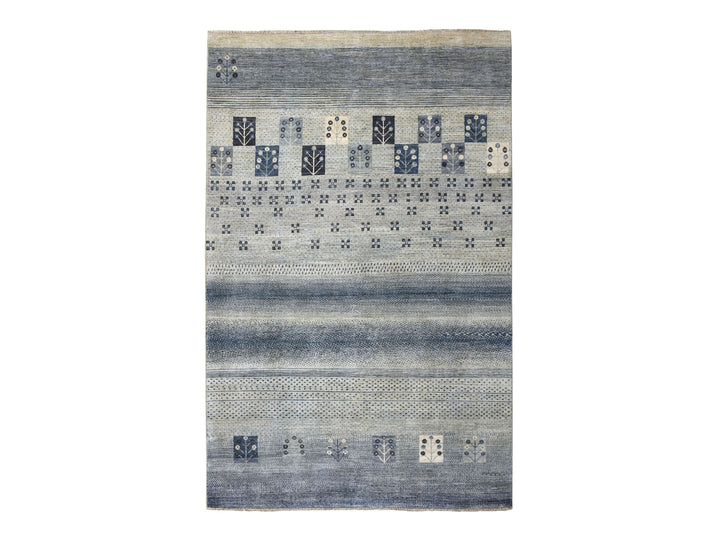 5'10" x 8'6" New Hand Knotted Blue Wool Rectangle Oriental Rug - MOA10251656