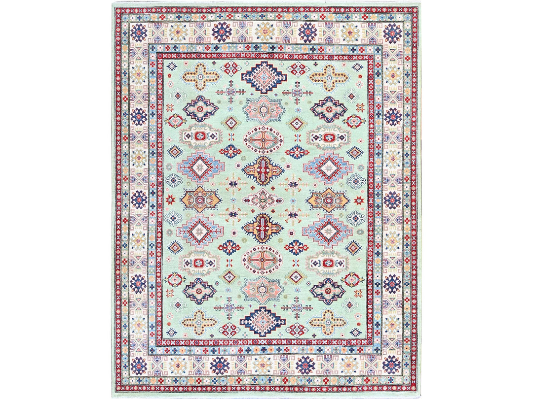 7'11" x 9'10" New Hand Knotted Green Wool Rectangle Oriental Rug - MOA102517