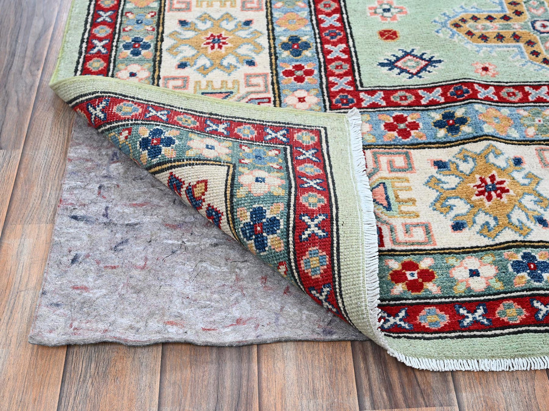 7'11" x 9'10" New Hand Knotted Green Wool Rectangle Oriental Rug - MOA102517