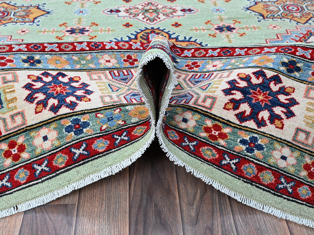 7'11" x 9'10" New Hand Knotted Green Wool Rectangle Oriental Rug - MOA102517