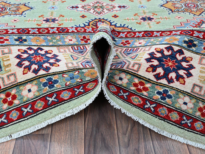 7'11" x 9'10" New Hand Knotted Green Wool Rectangle Oriental Rug - MOA102517