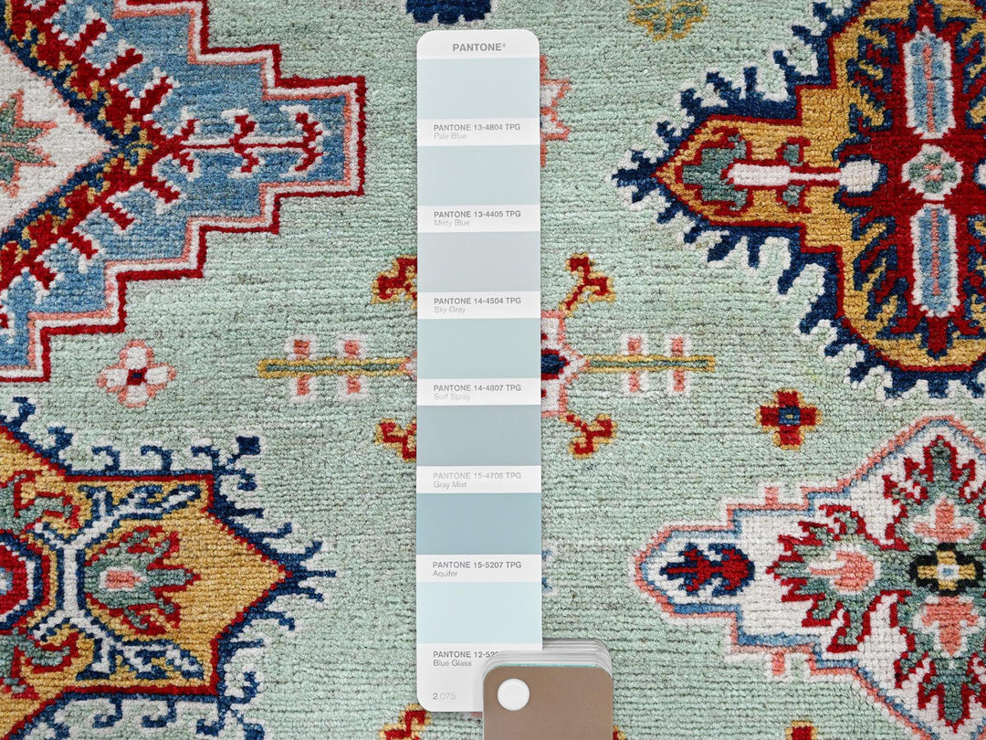 7'11" x 9'10" New Hand Knotted Green Wool Rectangle Oriental Rug - MOA102517