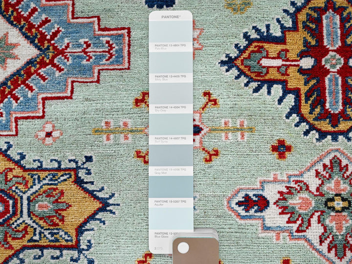 7'11" x 9'10" New Hand Knotted Green Wool Rectangle Oriental Rug - MOA102517