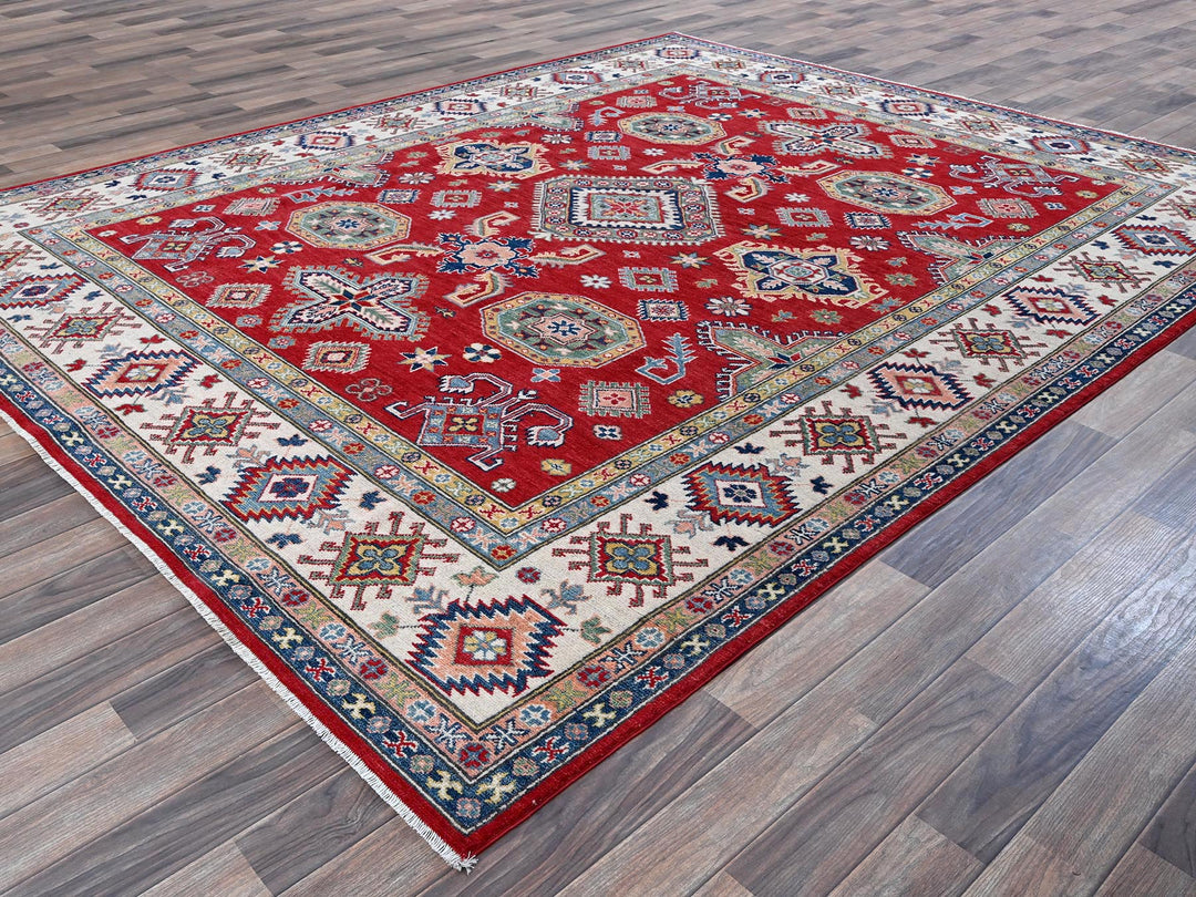 8'2" x 10'2" New Hand Knotted Red Wool Rectangle Oriental Rug - MOA102518