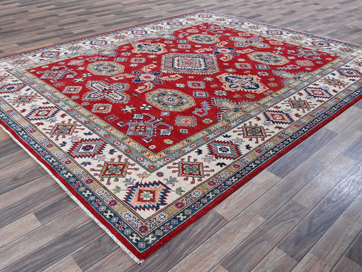 8'2" x 10'2" New Hand Knotted Red Wool Rectangle Oriental Rug - MOA102518
