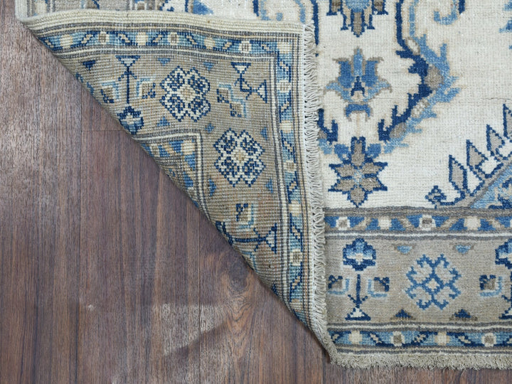 2'9" x 10'7" New Hand Knotted Ivory Wool Runner Oriental Rug - MOA10251917