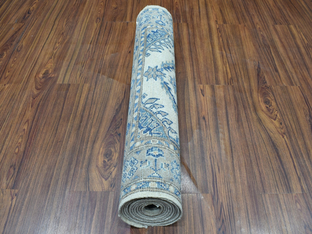 2'9" x 10'7" New Hand Knotted Ivory Wool Runner Oriental Rug - MOA10251917