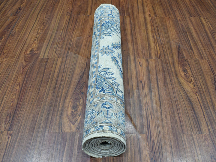 2'9" x 10'7" New Hand Knotted Ivory Wool Runner Oriental Rug - MOA10251917