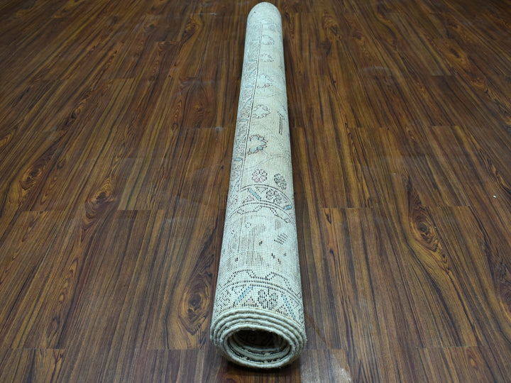 6'3" x 9'1" New Hand Knotted Overdyed Worn Wool Rectangle Oriental Rug - MOA10252129