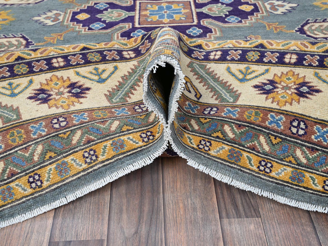 7'11" x 9'11" New Hand Knotted Grey Wool Rectangle Oriental Rug - MOA102521