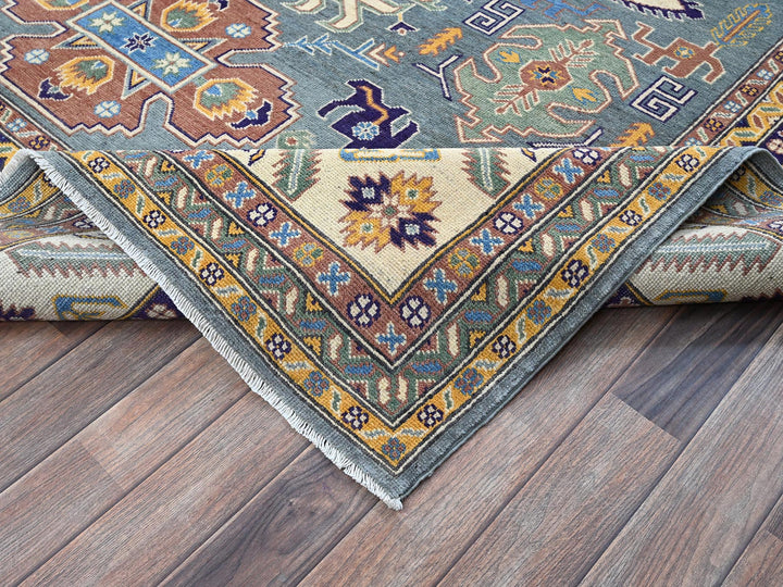7'11" x 9'11" New Hand Knotted Grey Wool Rectangle Oriental Rug - MOA102521