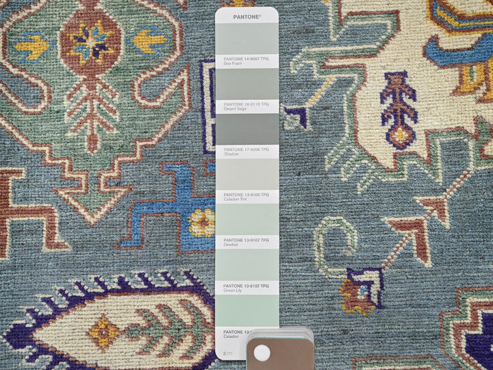 7'11" x 9'11" New Hand Knotted Grey Wool Rectangle Oriental Rug - MOA102521