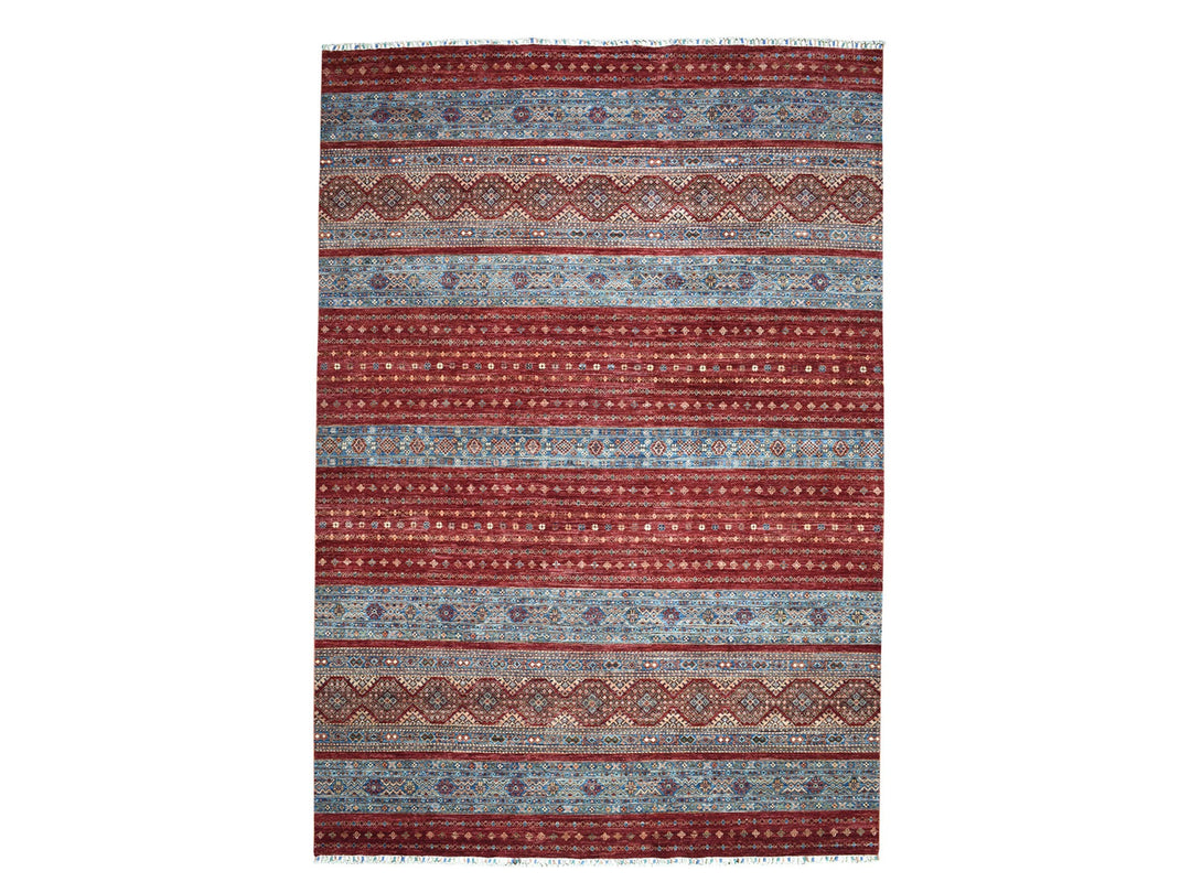 9'3" x 12'1" New Hand Knotted Red Wool Rectangle Oriental Rug - MOA10252242