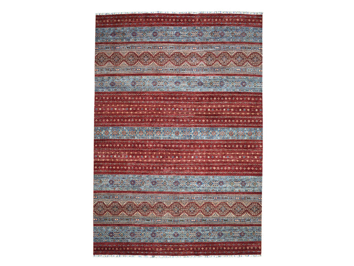 9'3" x 12'1" New Hand Knotted Red Wool Rectangle Oriental Rug - MOA10252242