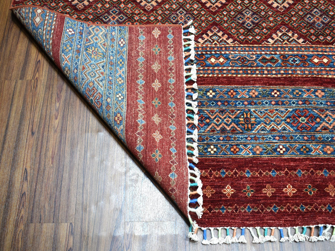 9'3" x 12'1" New Hand Knotted Red Wool Rectangle Oriental Rug - MOA10252242