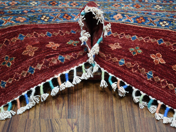 9'3" x 12'1" New Hand Knotted Red Wool Rectangle Oriental Rug - MOA10252242