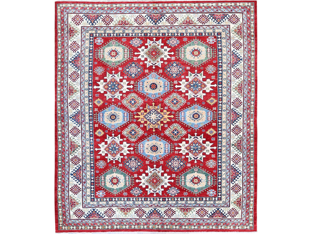 8'2" x 9'8" New Hand Knotted Red Wool Rectangle Oriental Rug - MOA102522
