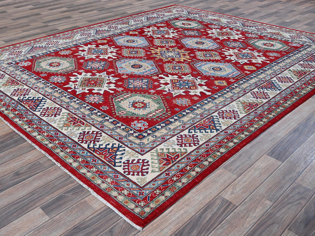8'2" x 9'8" New Hand Knotted Red Wool Rectangle Oriental Rug - MOA102522