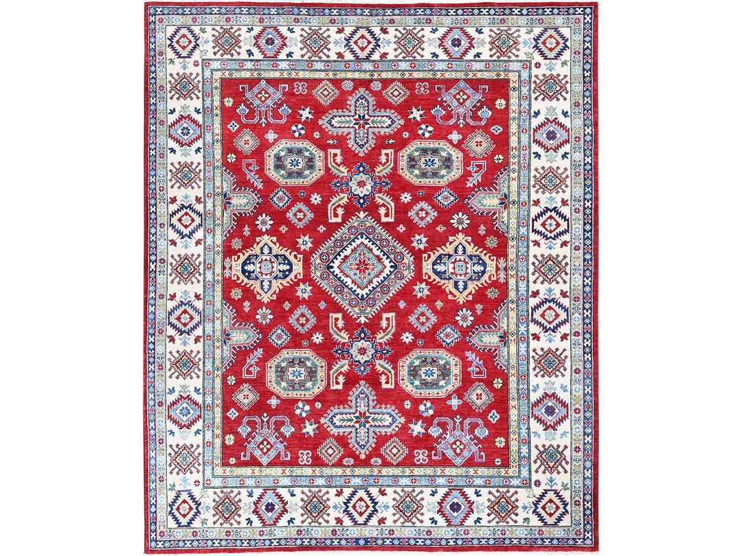8'2" x 9'9" New Hand Knotted Red Wool Rectangle Oriental Rug - MOA102523