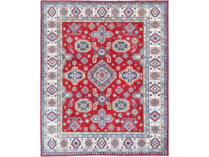 8'2" x 9'9" New Hand Knotted Red Wool Rectangle Oriental Rug - MOA102523