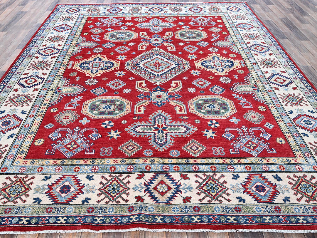 8'2" x 9'9" New Hand Knotted Red Wool Rectangle Oriental Rug - MOA102523