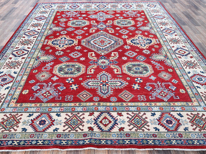 8'2" x 9'9" New Hand Knotted Red Wool Rectangle Oriental Rug - MOA102523