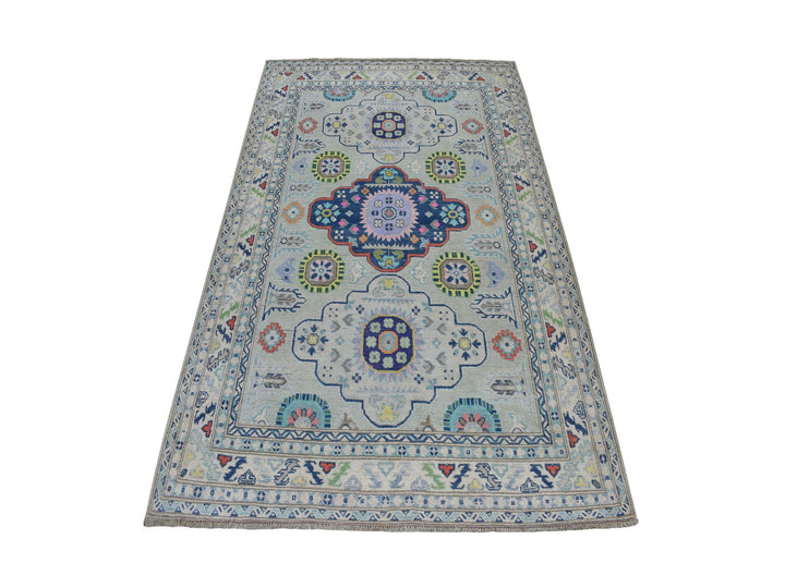 5'1" x 6'6" New Hand Knotted Grey Wool Rectangle Oriental Rug - MOA10252400