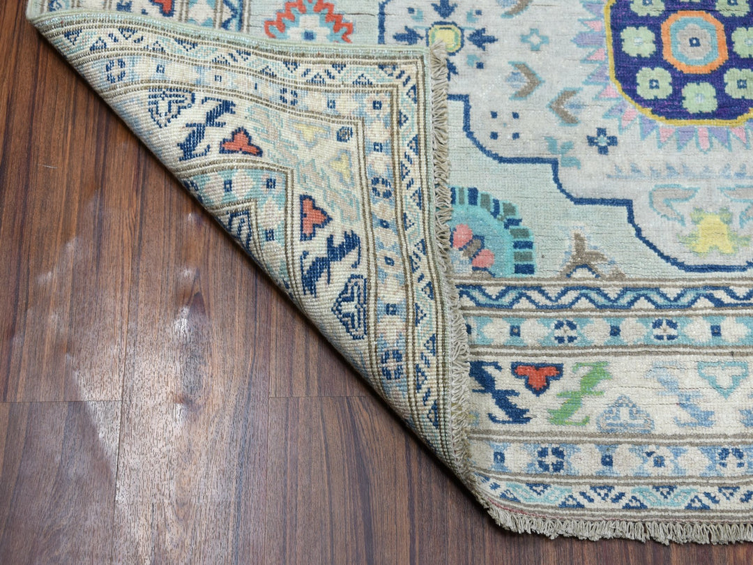 5'1" x 6'6" New Hand Knotted Grey Wool Rectangle Oriental Rug - MOA10252400