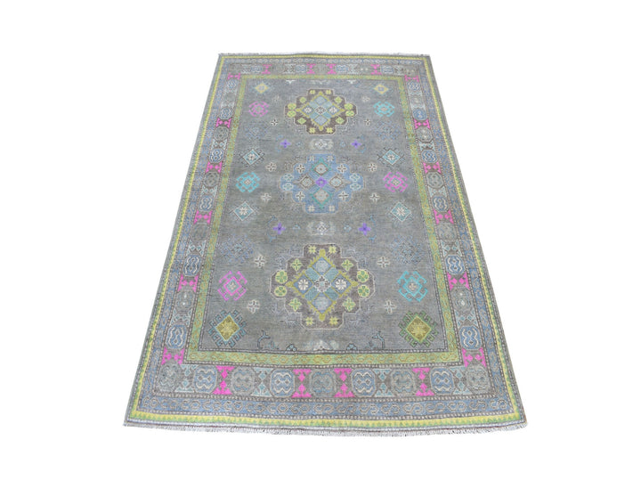 5'0" x 6'6" New Hand Knotted Grey Wool Rectangle Oriental Rug - MOA10252451