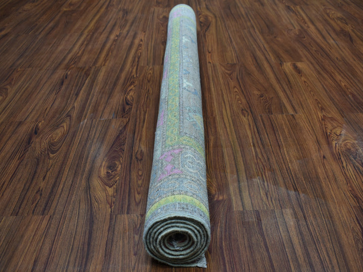 5'0" x 6'6" New Hand Knotted Grey Wool Rectangle Oriental Rug - MOA10252451