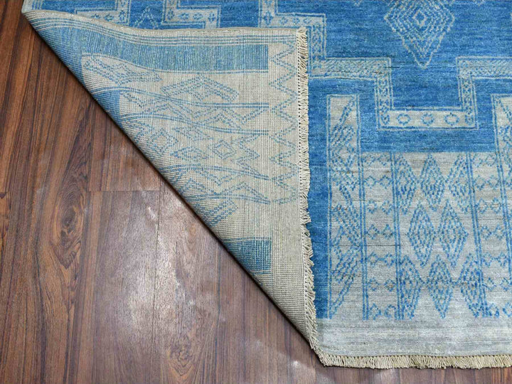 6'0" x 8'9" New Hand Knotted Blue Wool Rectangle Oriental Rug - MOA10252485