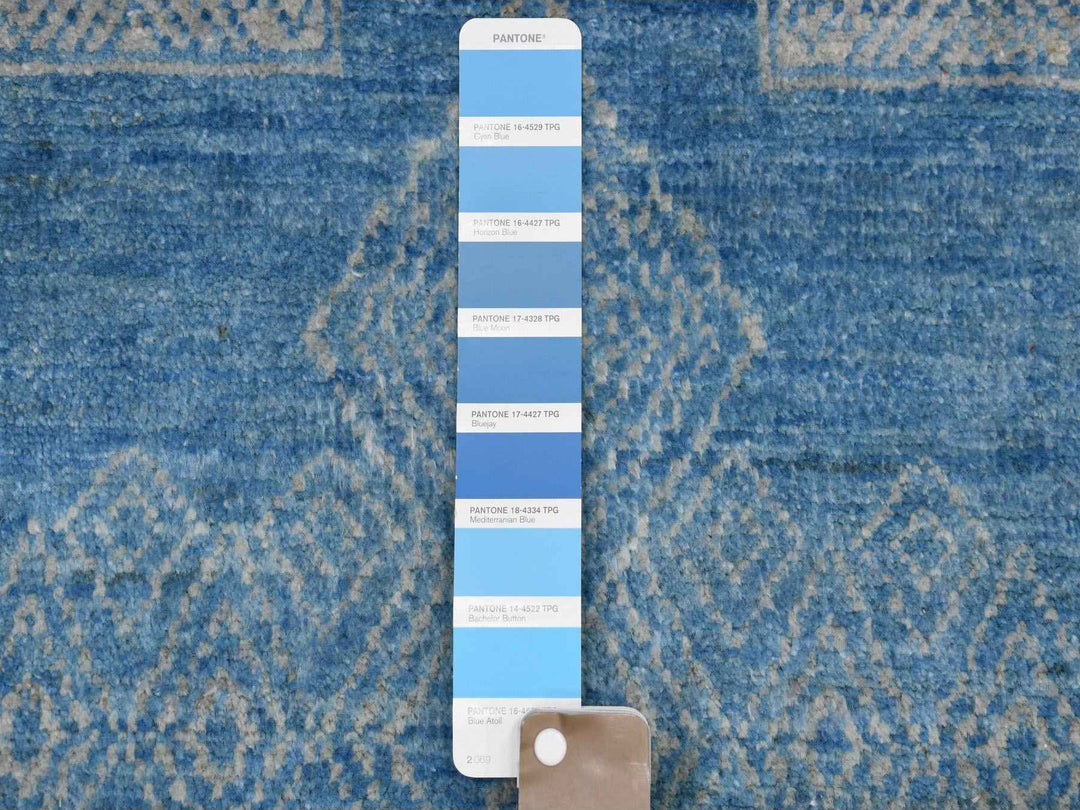 6'0" x 8'9" New Hand Knotted Blue Wool Rectangle Oriental Rug - MOA10252485