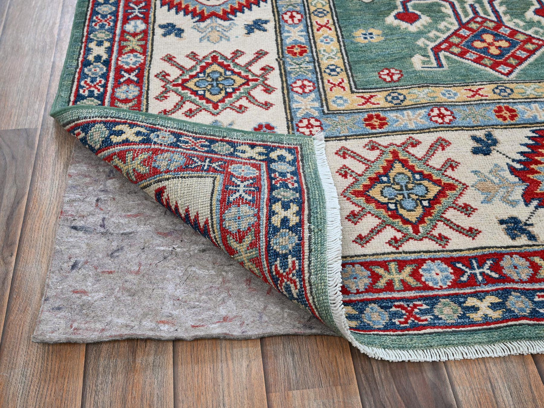 7'11" x 9'7" New Hand Knotted Green Wool Rectangle Oriental Rug - MOA102524