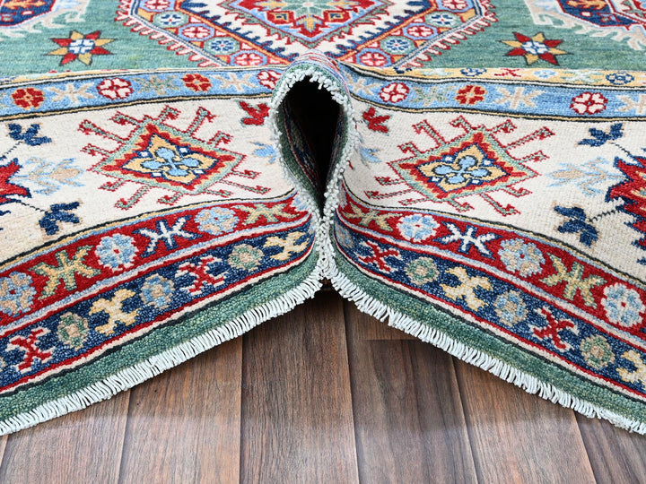 7'11" x 9'7" New Hand Knotted Green Wool Rectangle Oriental Rug - MOA102524
