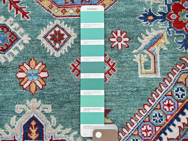 7'11" x 9'7" New Hand Knotted Green Wool Rectangle Oriental Rug - MOA102524