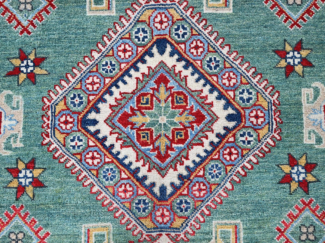 7'11" x 9'7" New Hand Knotted Green Wool Rectangle Oriental Rug - MOA102524