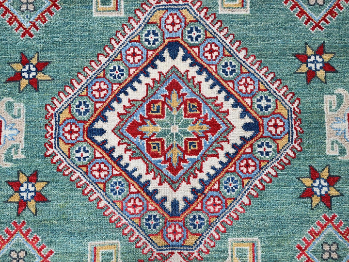 7'11" x 9'7" New Hand Knotted Green Wool Rectangle Oriental Rug - MOA102524