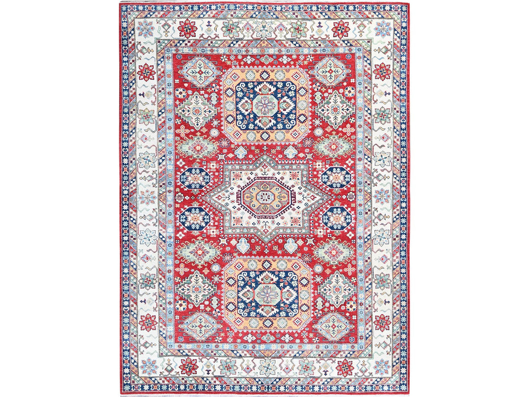 9'1" x 11'9" New Hand Knotted Red Wool Rectangle Oriental Rug - MOA102526