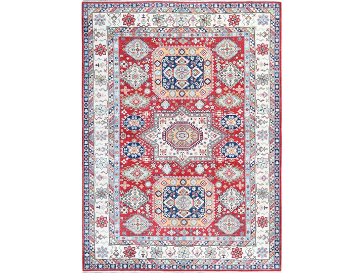 9'1" x 11'9" New Hand Knotted Red Wool Rectangle Oriental Rug - MOA102526