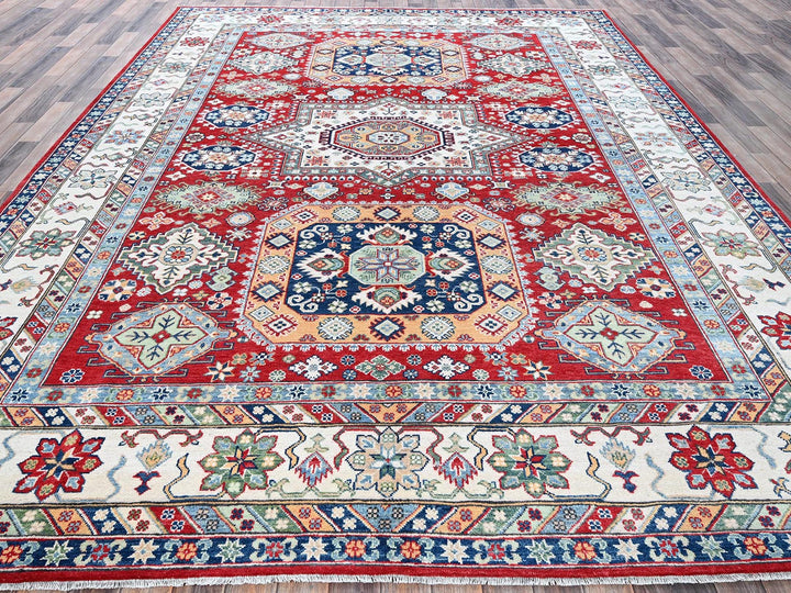 9'1" x 11'9" New Hand Knotted Red Wool Rectangle Oriental Rug - MOA102526