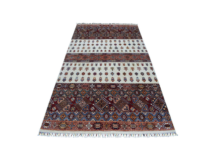 5'7" x 8'4" New Hand Knotted Ivory Wool Rectangle Oriental Rug - MOA10252764